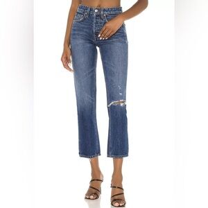 GRLFRND  Blue high Rise Straight Crop Denim size 28 100% cotton